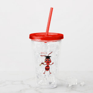 Niedlicher Happy Red Ameise Cartoon Acryltrinkbecher