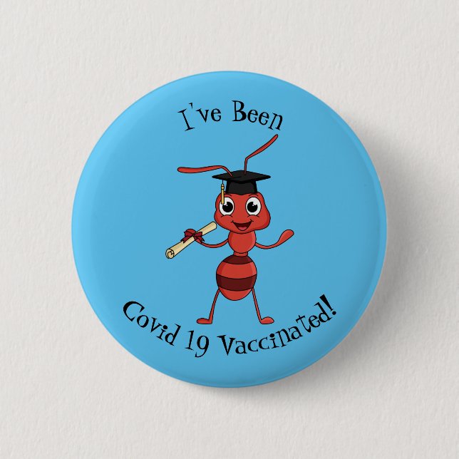 Niedlicher Happy Red Ameise Cartoon Button (Vorderseite)