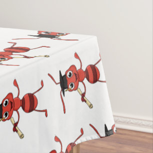 Niedlicher Happy Red Ameise Cartoon Tischdecke