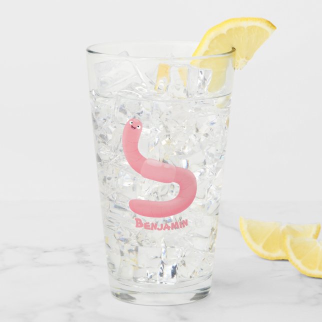Niedlicher Happy-Rosa-Cartoon Glas (Rückseite Ice)