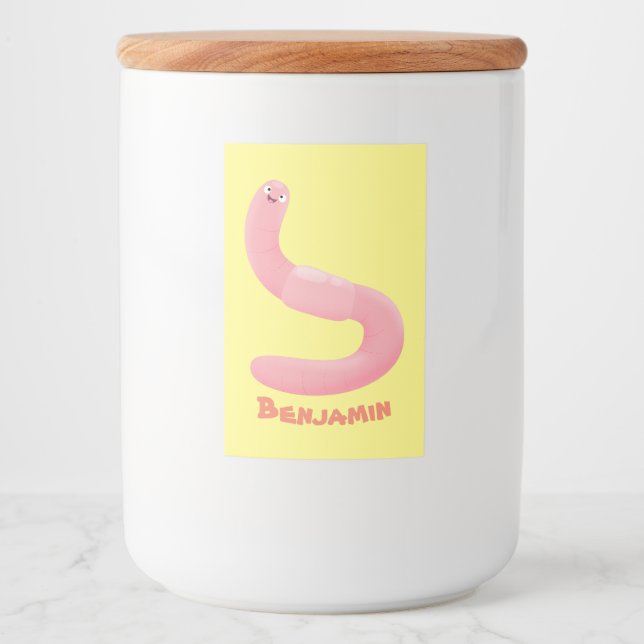 Niedlicher Happy-Rosa-Cartoon Lebensmitteletikett (Vorderseite)