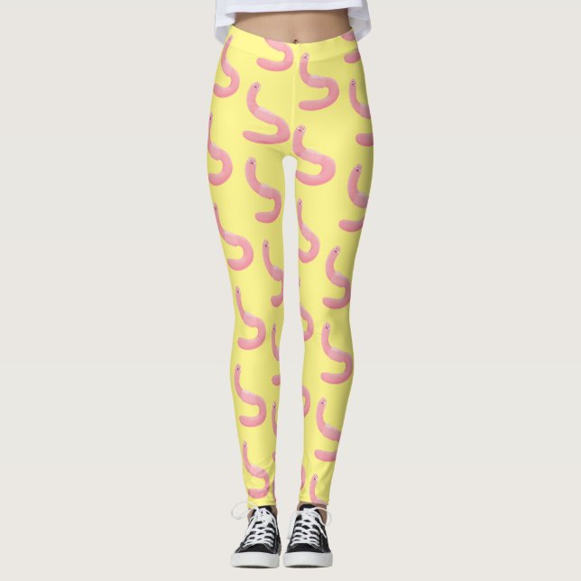 Niedlicher Happy-Rosa-Cartoon Leggings (Vorderseite)