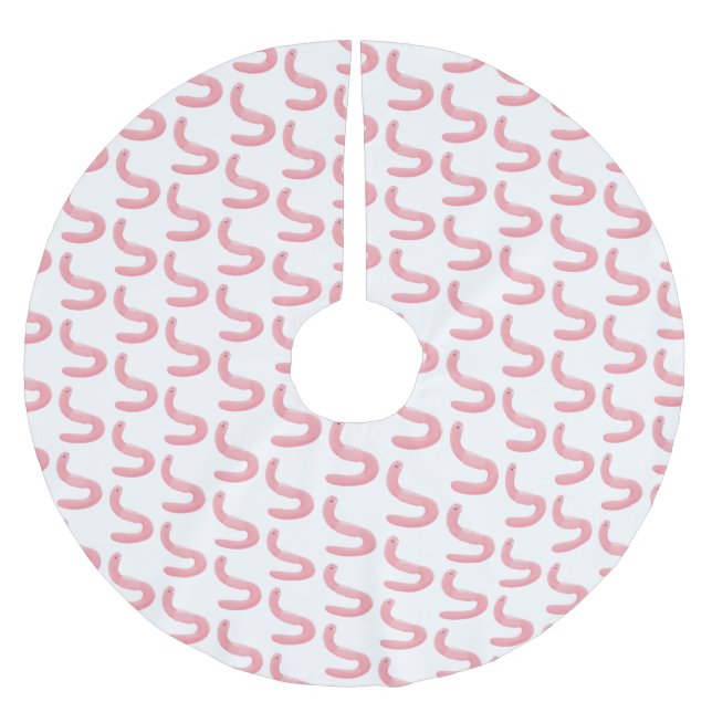 Niedlicher Happy-Rosa-Cartoon Polyester Weihnachtsbaumdecke (Vorderseite)