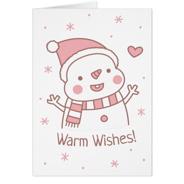 Niedlicher Happy Snowman mit Scarf, warme Wünsche (Vorne)