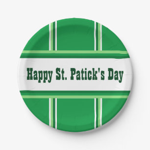 Niedlicher Happy St. Patrick's Day Striped Green Pappteller