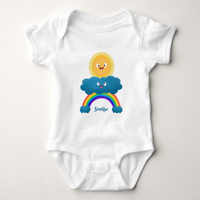 Niedlicher Happy Sun Cloud Regenbogen Cartoon Baby Strampler (Vorderseite)