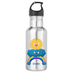 Niedlicher Happy Sun Cloud Regenbogen Cartoon Edelstahlflasche