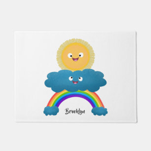 Niedlicher Happy Sun Cloud Regenbogen Cartoon Fußmatte