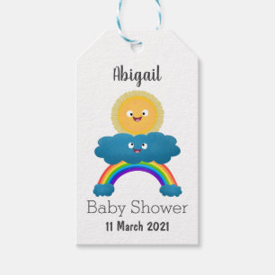 Niedlicher Happy Sun Cloud Regenbogen Cartoon Geschenkanhänger