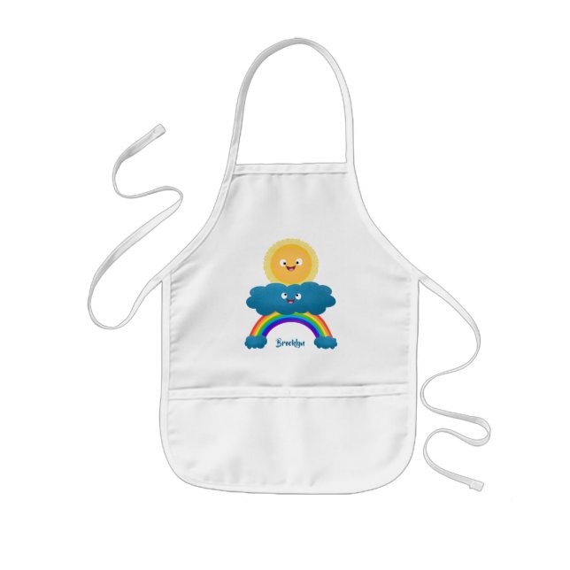 Niedlicher Happy Sun Cloud Regenbogen Cartoon Kinderschürze (Vorne)