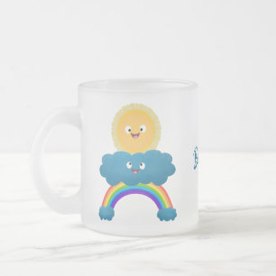Niedlicher Happy Sun Cloud Regenbogen Cartoon Mattglastasse