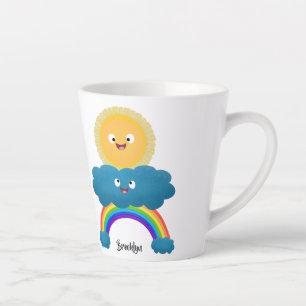 Niedlicher Happy Sun Cloud Regenbogen Cartoon Milchtasse