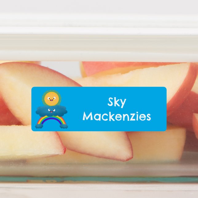 Niedlicher Happy Sun Cloud Regenbogen Cartoon pers Etiketten (Befestigt)