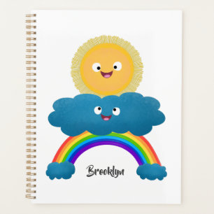 Niedlicher Happy Sun Cloud Regenbogen Cartoon Planer
