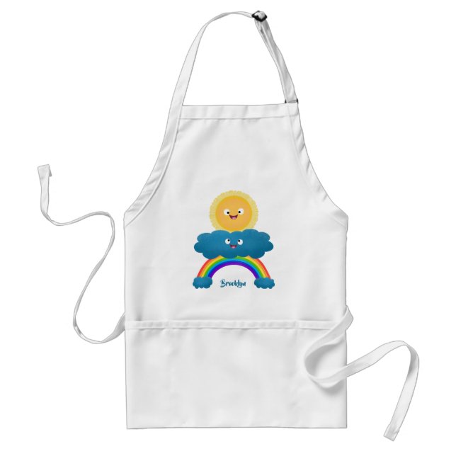 Niedlicher Happy Sun Cloud Regenbogen Cartoon Schürze (Vorne)