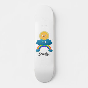 Niedlicher Happy Sun Cloud Regenbogen Cartoon Skateboard