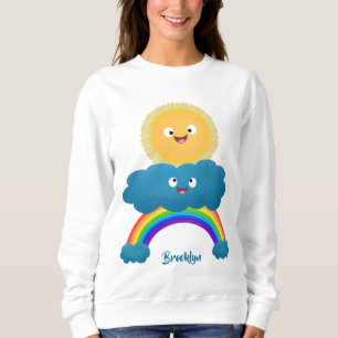 Niedlicher Happy Sun Cloud Regenbogen Cartoon Sweatshirt