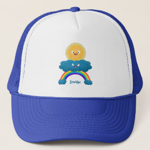 Niedlicher Happy Sun Cloud Regenbogen Cartoon Truckerkappe