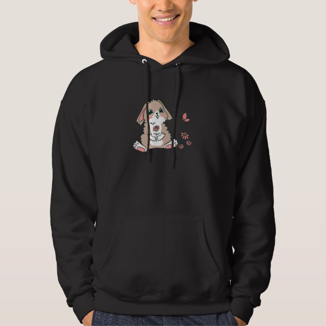 Niedlicher Hase für glückliches Osterhasen im Früh Hoodie (Vorderseite)