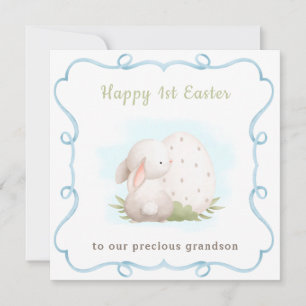 Niedlicher Hase mit Ei Grandson Baby's 1. Osterfes Karte