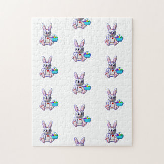 Niedlicher Hase mit einem Korb Puzzle