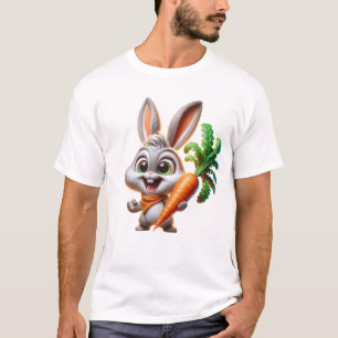 Niedlicher Hase mit Karotte Glückliche Kunst T-Shirt