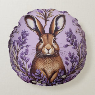 Niedlicher Hase mit Lavendel im Stil von William M Rundes Kissen