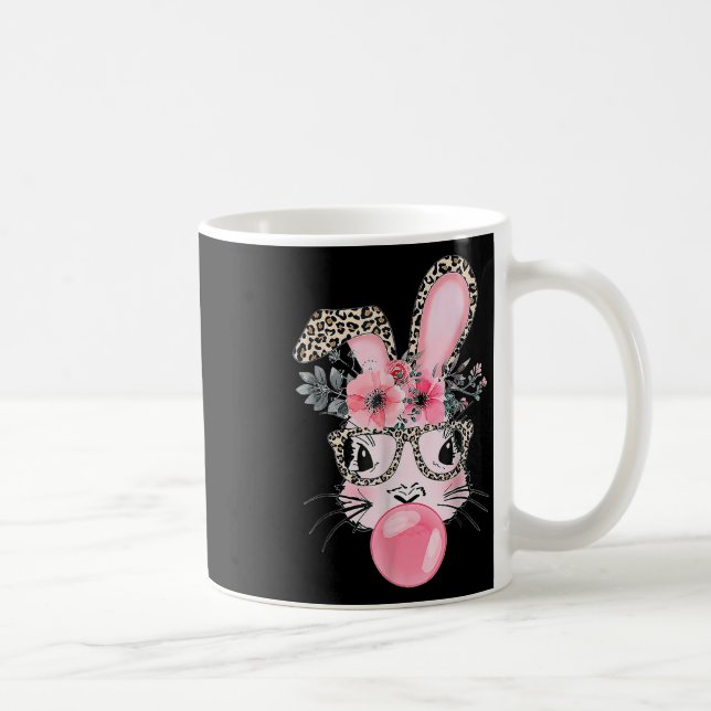 Niedlicher Hase mit Leopard Gles Bubblegum Osterta Kaffeetasse (Rechts)
