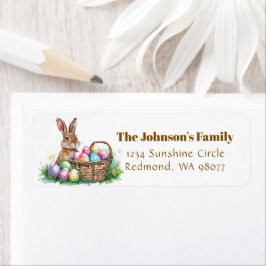 Niedlicher Hase mit Ostereier-Adresse