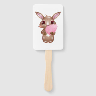 niedlicher Hase mit rosa Baumwollbonbons Fächer