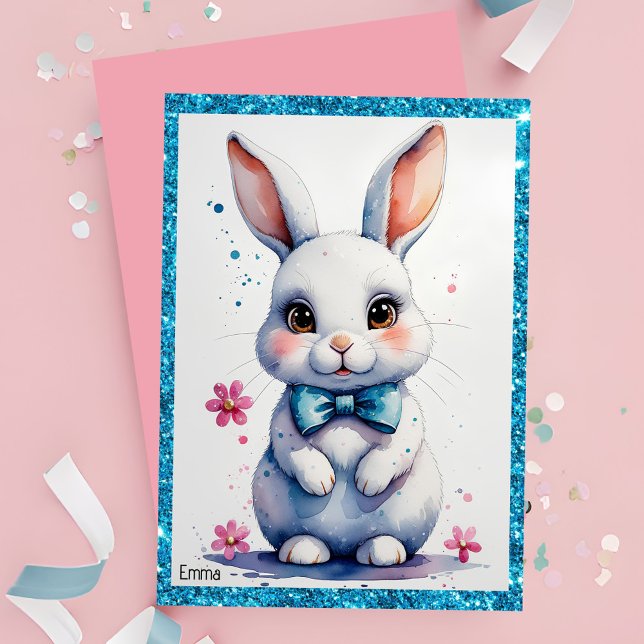 Niedlicher Hase mit rosa Buggeburt Einladung (Von Creator hochgeladen)