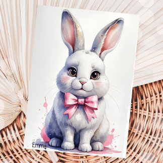 Niedlicher Hase mit rosa Buggeburt Einladung