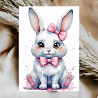 Niedlicher Hase mit rosa Buggeburt Einladung