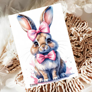 Niedlicher Hase mit rosa Buggeburt Einladung