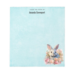 Niedlicher Hase mit Rosengirlande Notizblock