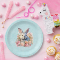 Niedlicher Hase mit Rosengirlande