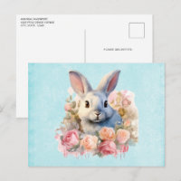 Niedlicher Hase mit Rosengirlande