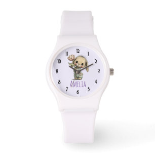 Niedlicher Hase mit Tulpe Armbanduhr