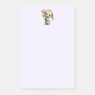 Niedlicher Hase mit Tulpe Post-it Klebezettel