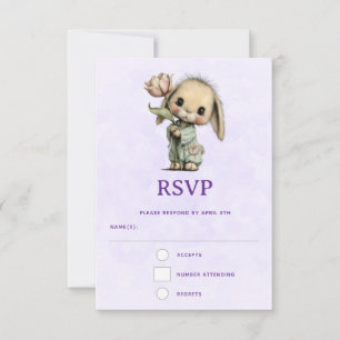 Niedlicher Hase mit Tulpe RSVP Karte
