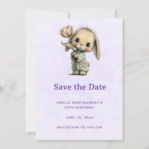 Niedlicher Hase mit Tulpe Save The Date