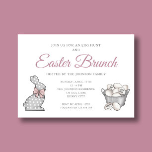 Niedlicher Hase Pink Ostern Brunch Eiersuche Einladung