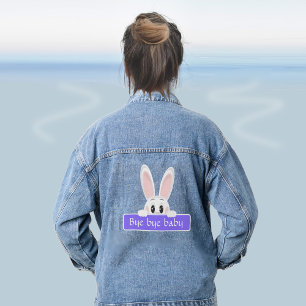 Niedlicher Hase schaut hervor mit Nachricht Jeansjacke