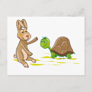 Niedlicher Hase und Tortoise Postkarte