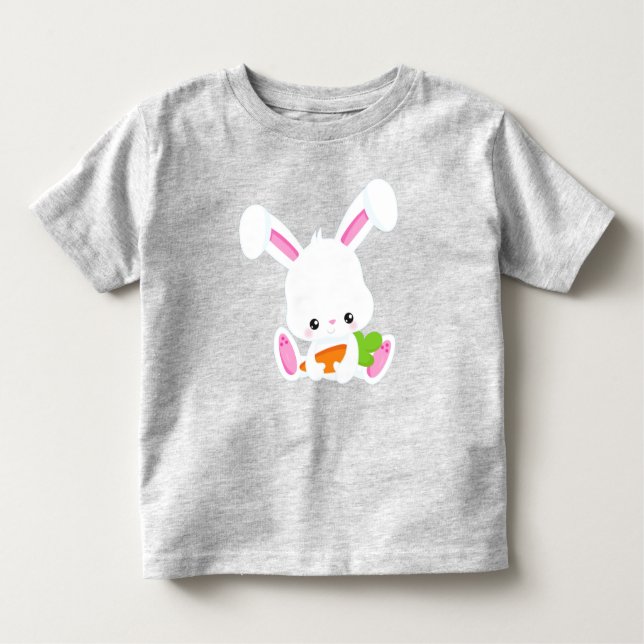 Niedlicher Hase, Weißer Hase, Little Bunny, Karott Kleinkind T-shirt (Vorderseite)