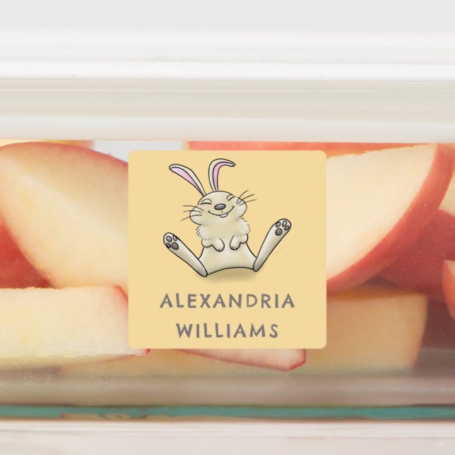 Niedlicher Hasen Cartoon personalisiert Etiketten (Befestigt)