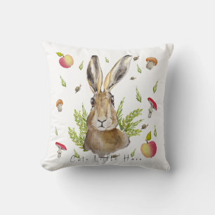 Niedlicher Hasen mit Apfelkuchen und Pilzgerichten Kissen