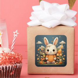 Niedlicher Hasenaufkleber Quadratischer Aufkleber