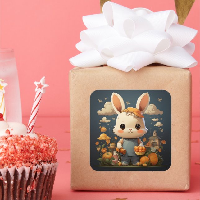 Niedlicher Hasenaufkleber Quadratischer Aufkleber (Party)