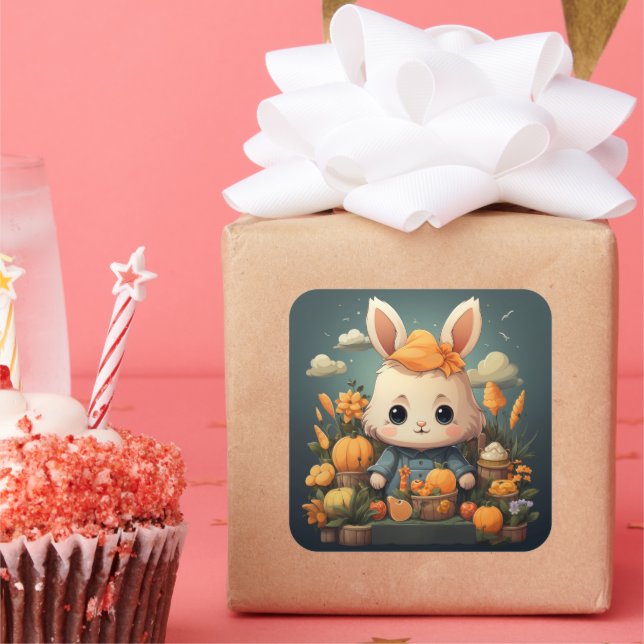 Niedlicher Hasenaufkleber Quadratischer Aufkleber (Party)